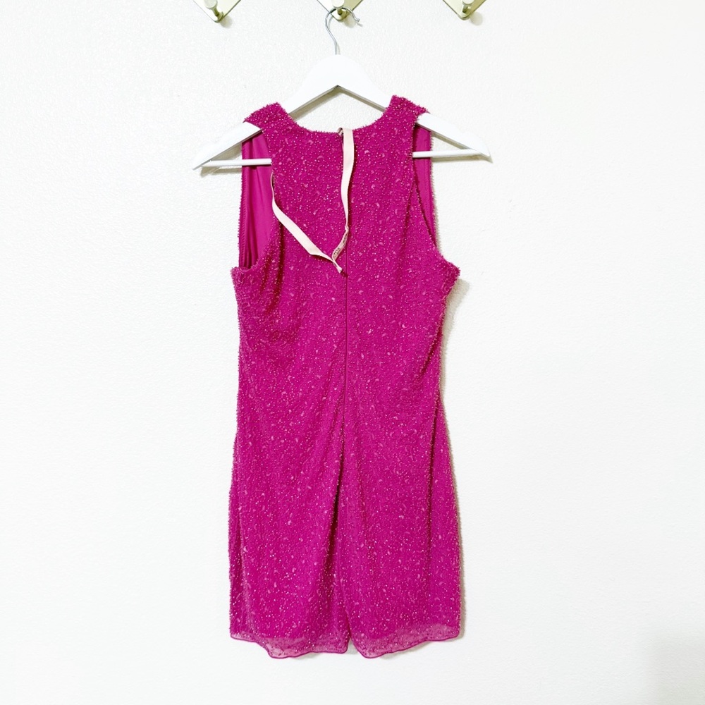 NWT Oh Polly Cassis Fully Beaded Embellished Plunge Neck Mini Dress in Pink US 8 - Picture 7 of 12